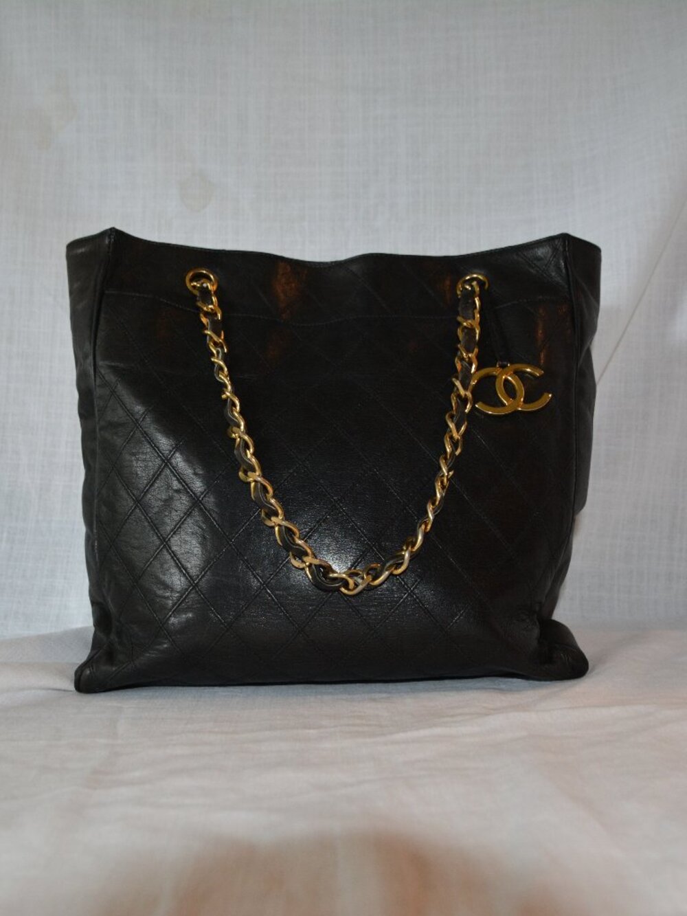 Vintage Chanel Quilted Lambskin CC Chain Tote